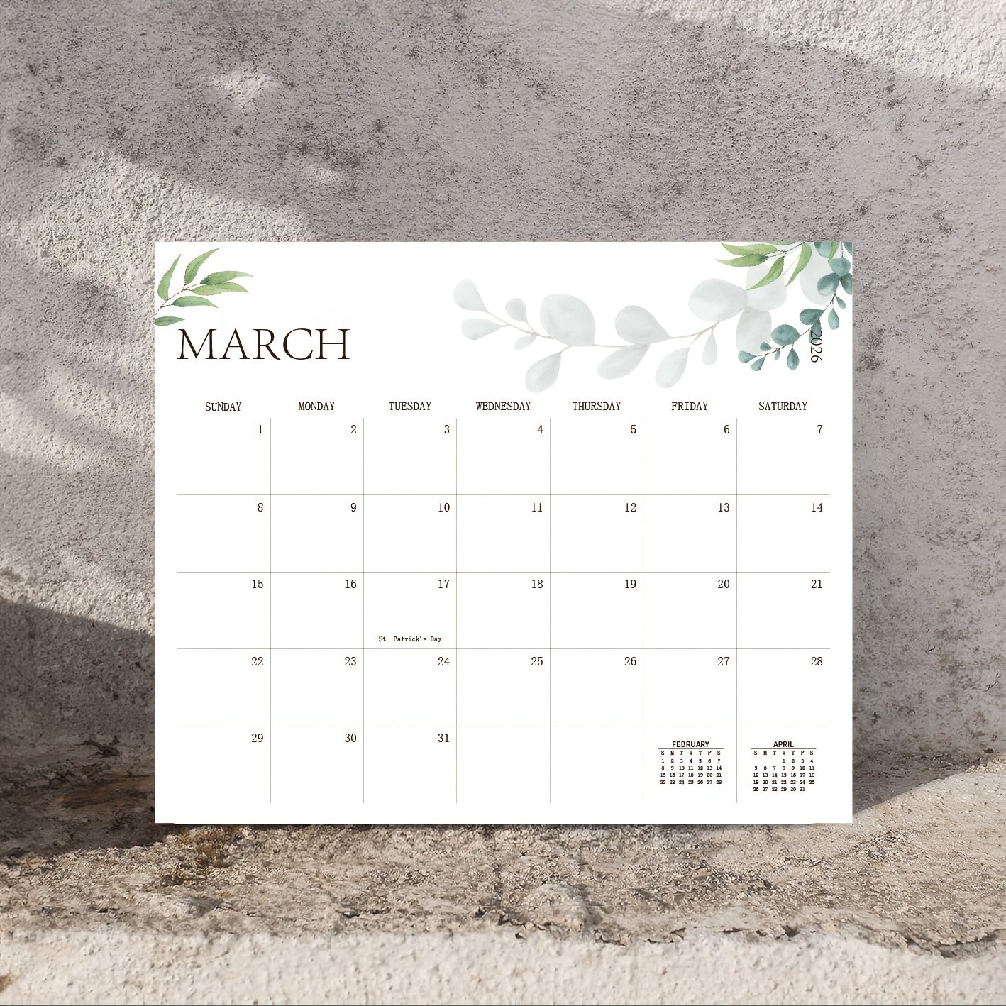 Magnetic Calendar with an Aesthetic Design for The Refrigerator, Valid Until December 2026, Featuring a Greenery Theme for Effortless Monthly Planning.